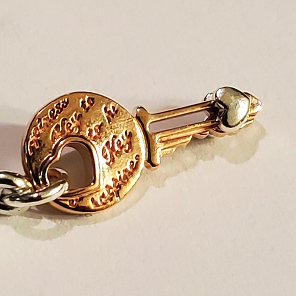 Authentic NEW Pandora Two Tone Key and Sliding Heart Charm S925ALE 14K RGP - Picture 8 of 8